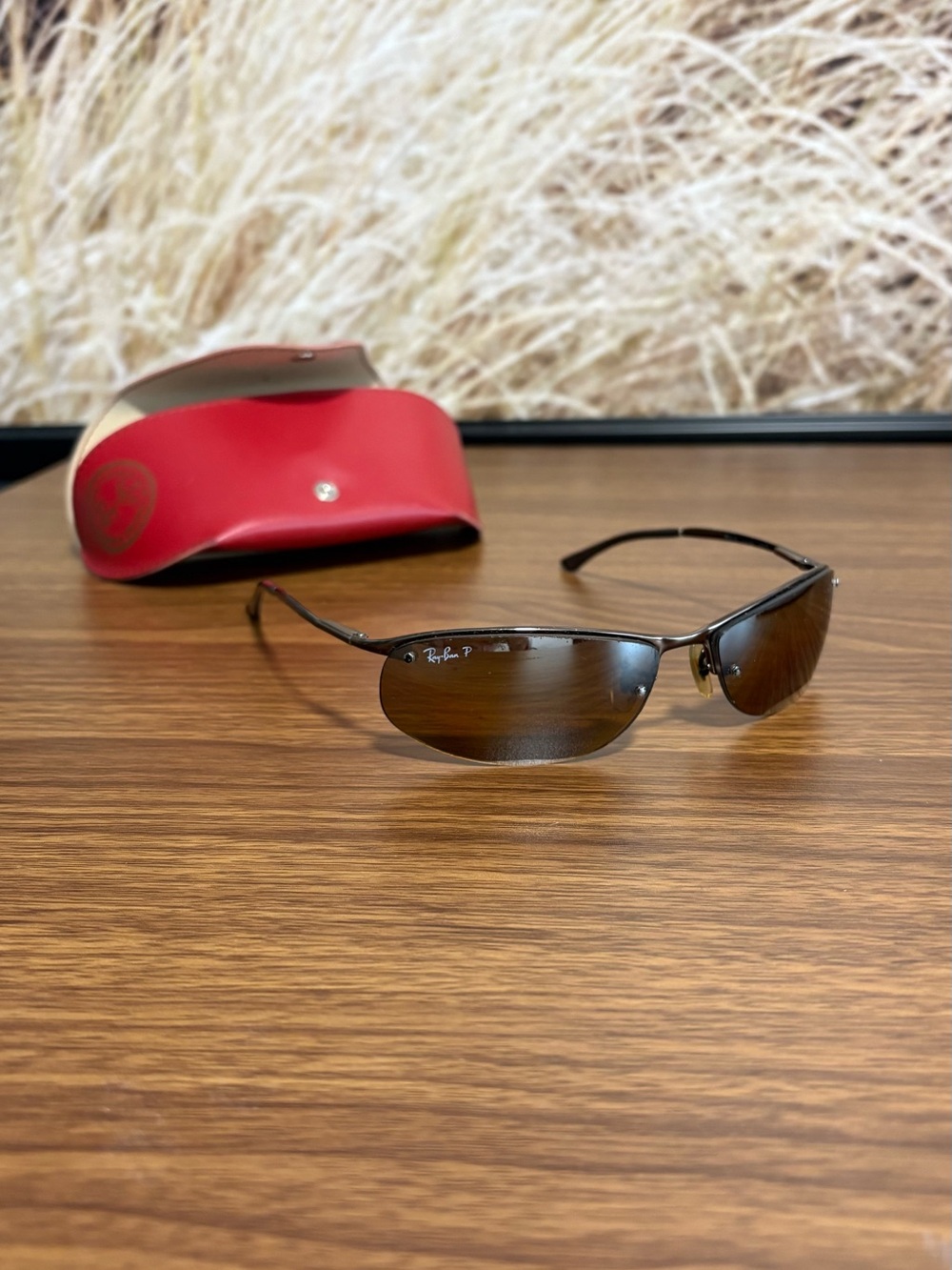 Ray-Ban Rimless Sunglasses with Brown Gradient Lenses and Black Frame